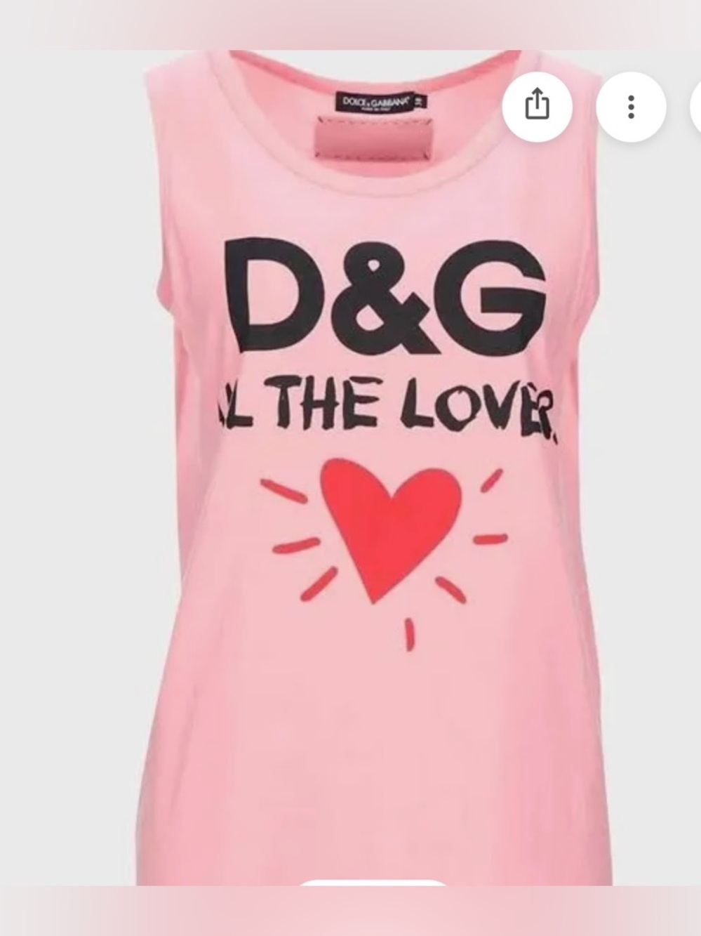 NWT, D&G Light Pink Graphic Heart Tank Motive Crewneck Top Dolce & Gabbana Chic